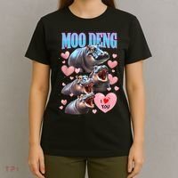 Moo Deng I Love You Pygmy Hippopotamus T-Shirt thumb 4