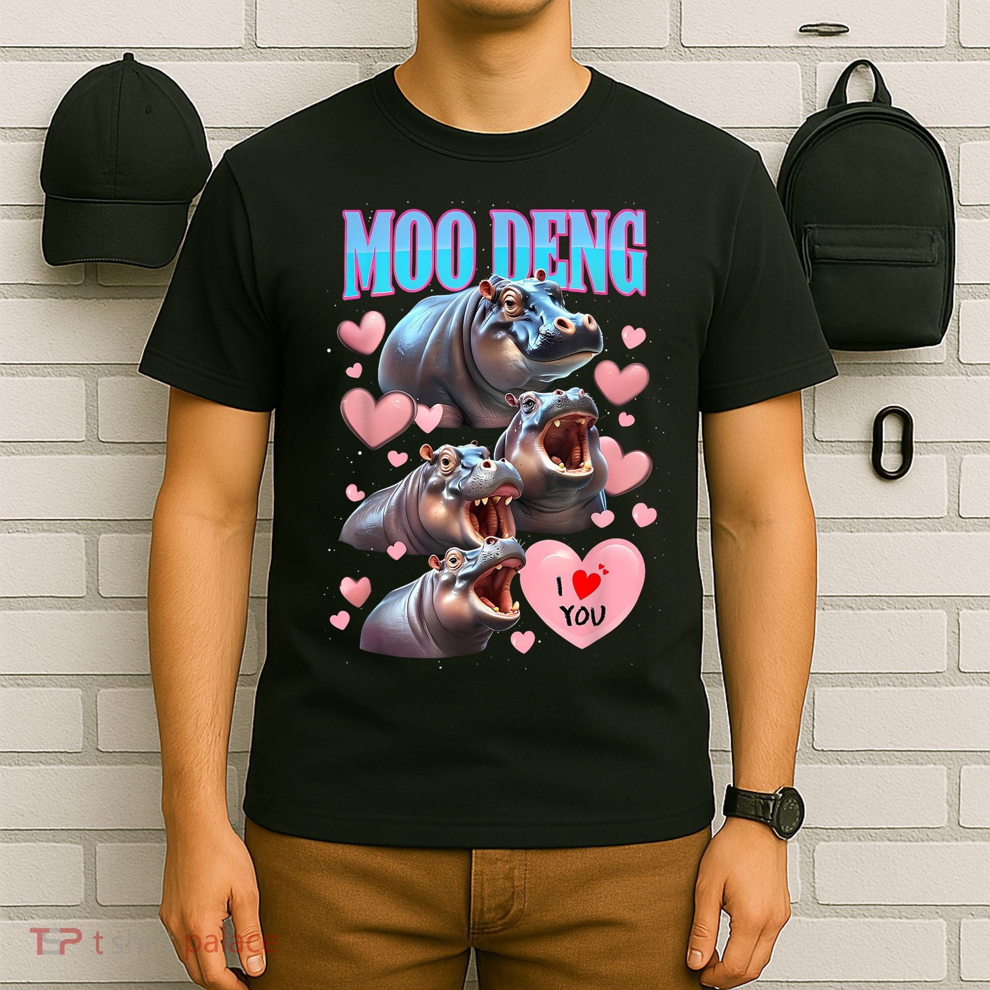 Moo Deng I Love You Pygmy Hippopotamus T-Shirt