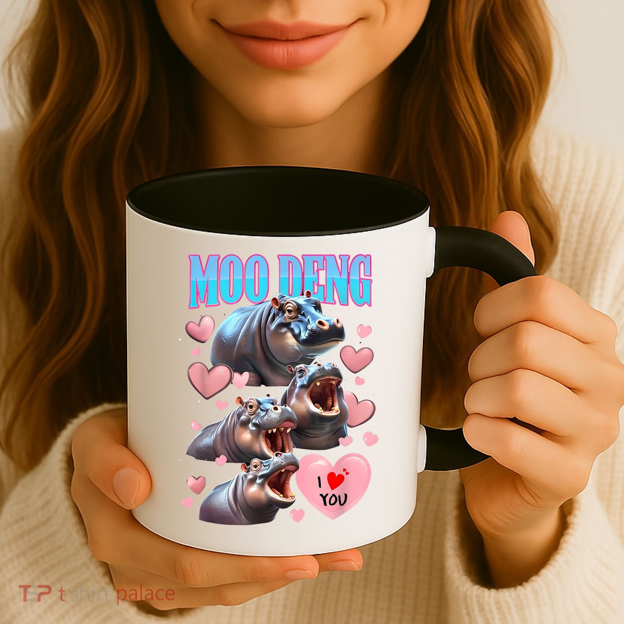 Moo Deng I Love You Pygmy Hippopotamus Coffee Mug