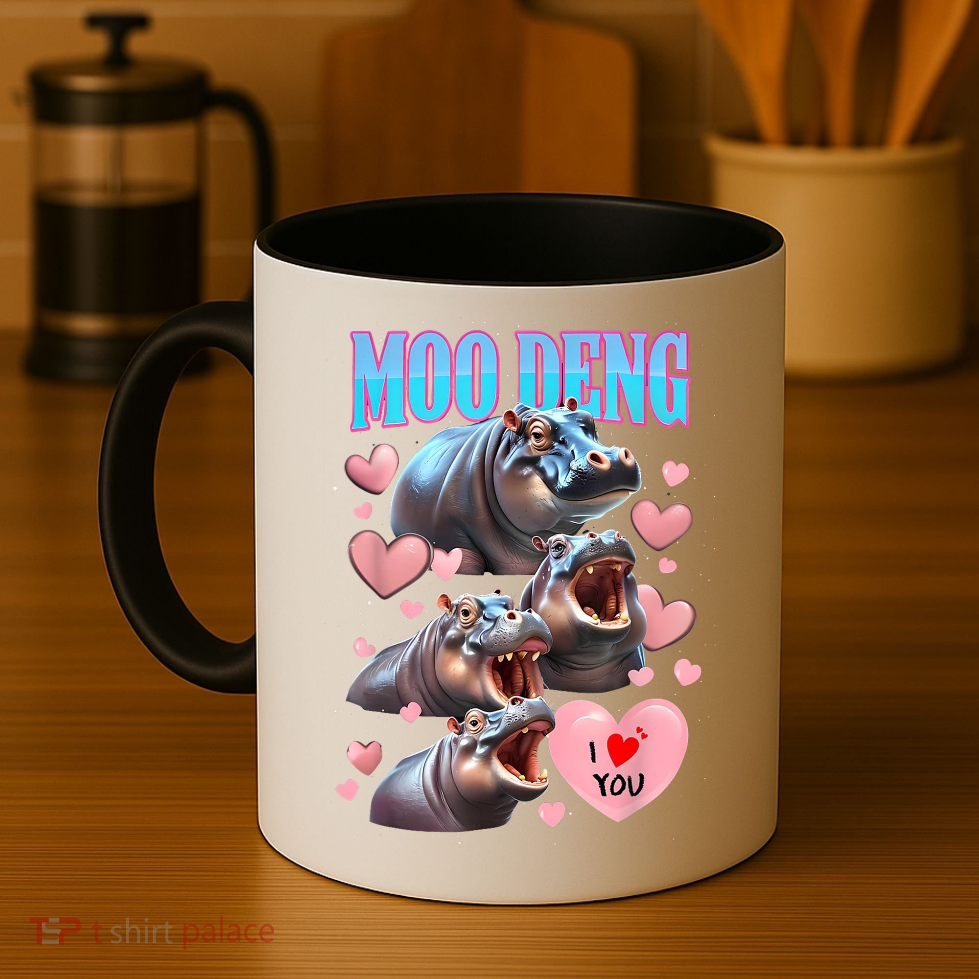 Moo Deng I Love You Pygmy Hippopotamus Coffee Mug