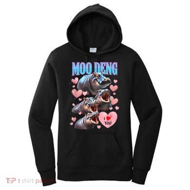 Moo Deng I Love You Pygmy Hippopotamus Women's Hoodie