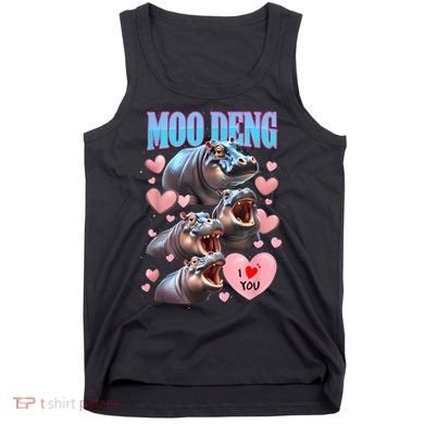 Moo Deng I Love You Pygmy Hippopotamus Tank Top