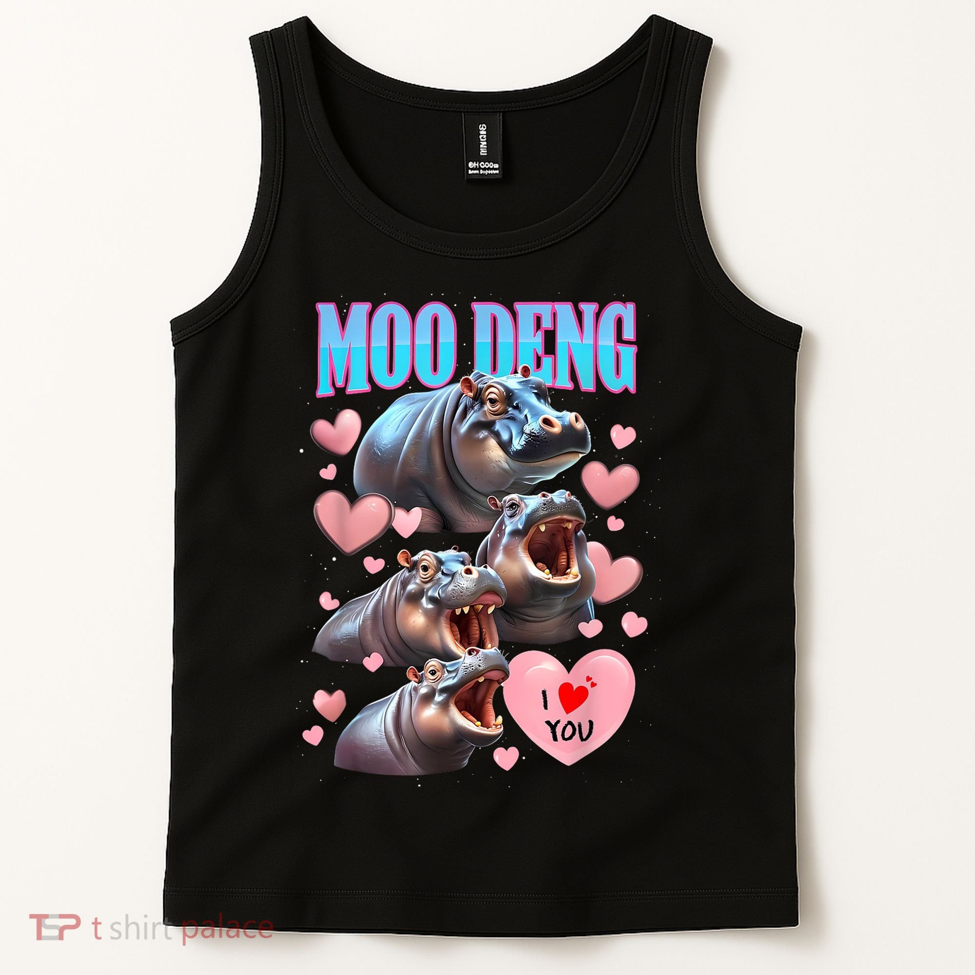 Moo Deng I Love You Pygmy Hippopotamus Tank Top