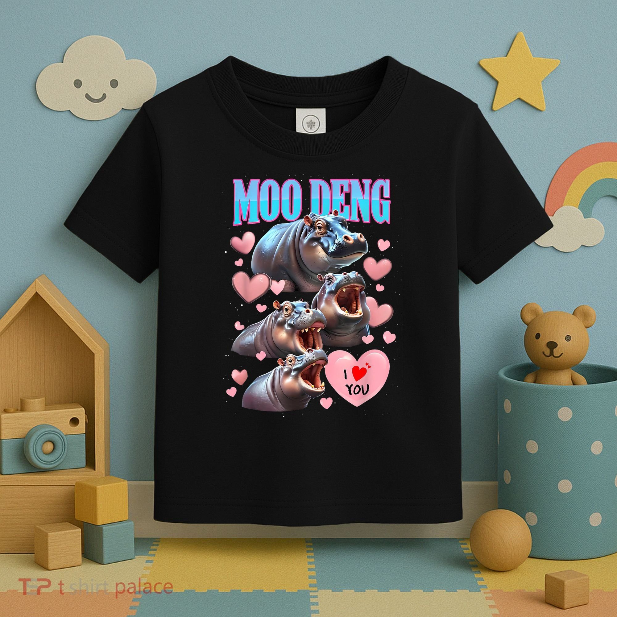 Moo Deng I Love You Pygmy Hippopotamus Toddler T-Shirt