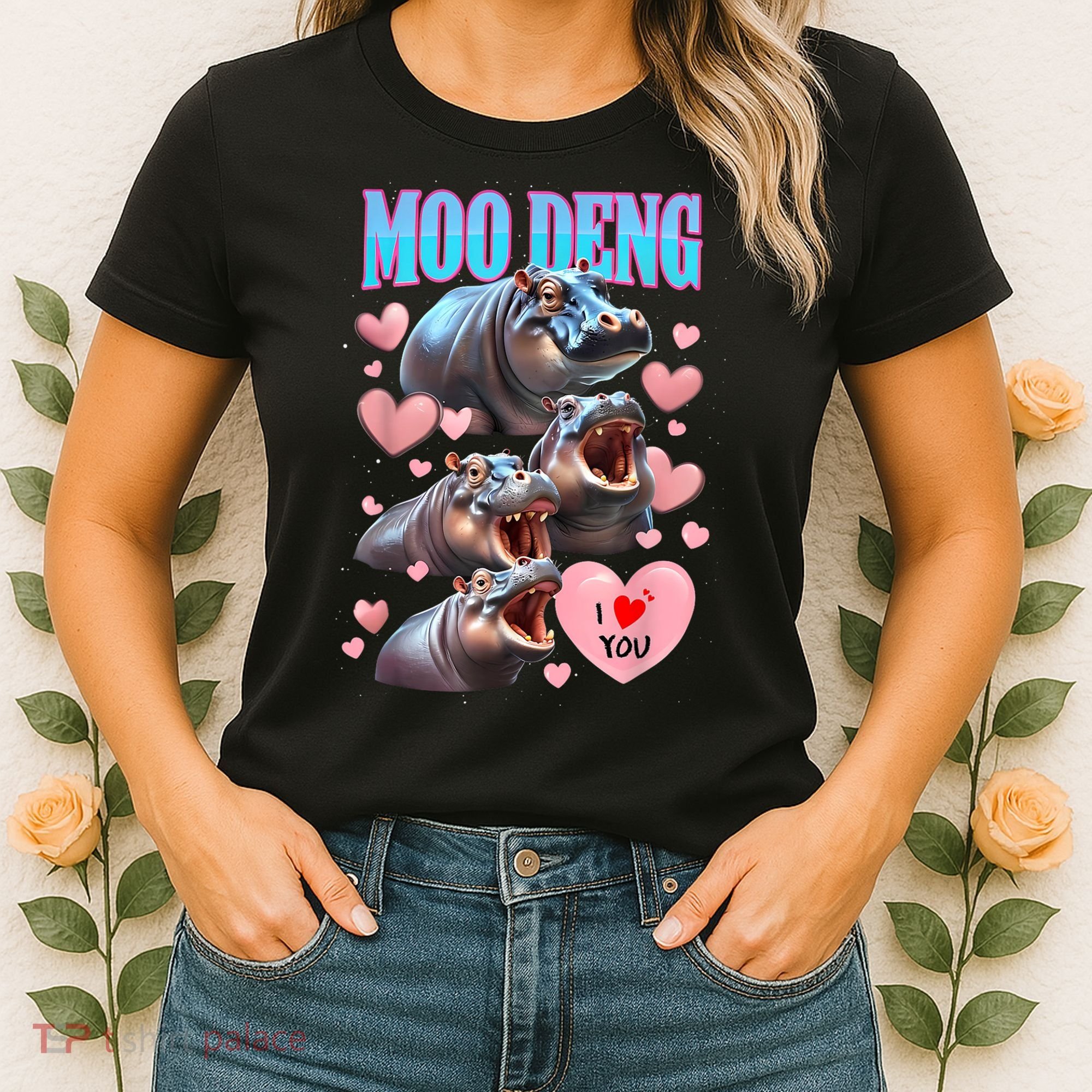 Moo Deng I Love You Pygmy Hippopotamus Women's T-Shirt