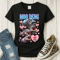 Moo Deng I Love You Pygmy Hippopotamus Women's T-Shirt thumb 3