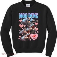 Moo Deng I Love You Pygmy Hippopotamus Kids Sweatshirt thumb 0