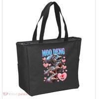 Moo Deng I Love You Pygmy Hippopotamus Tote Bag thumb 2