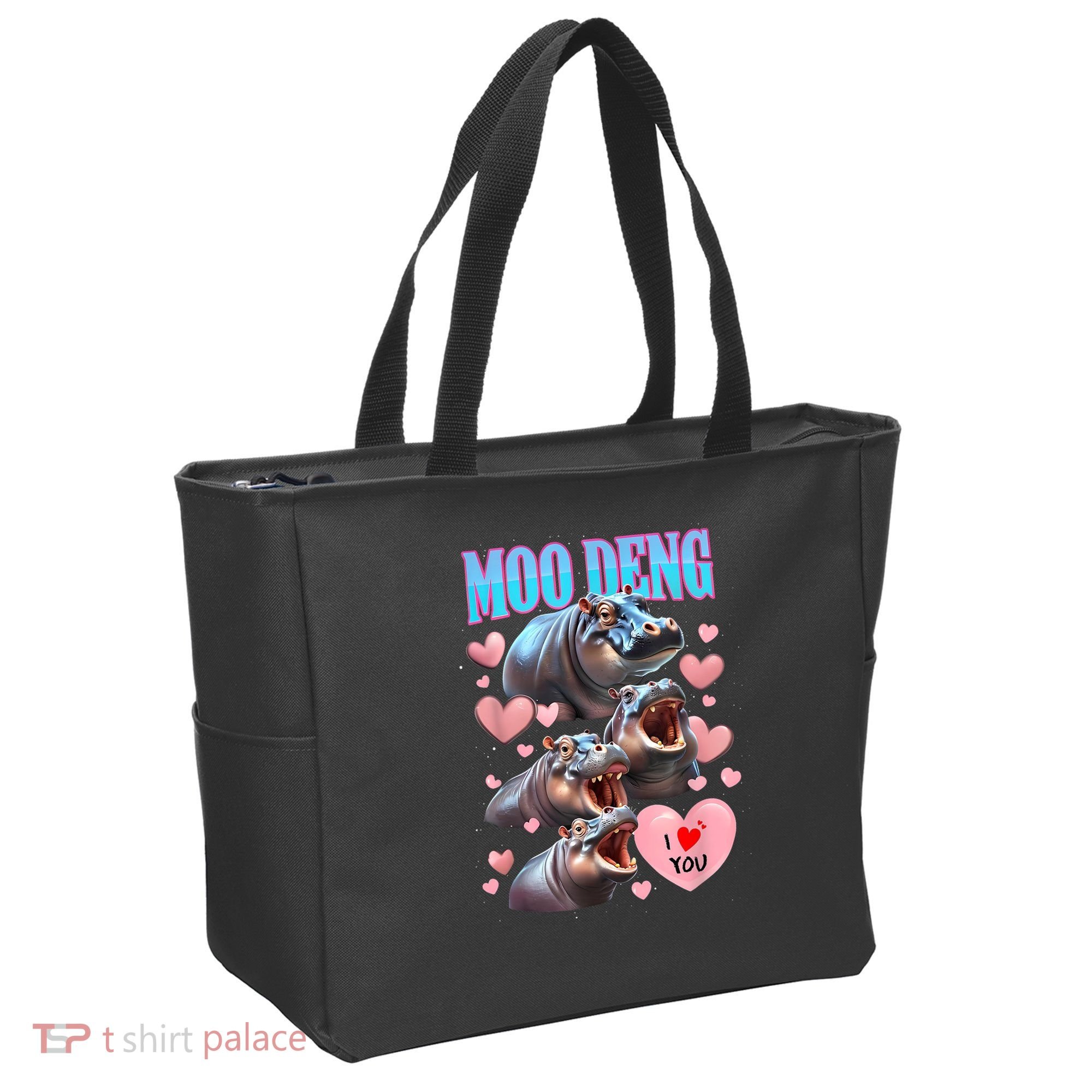 Moo Deng I Love You Pygmy Hippopotamus Tote Bag