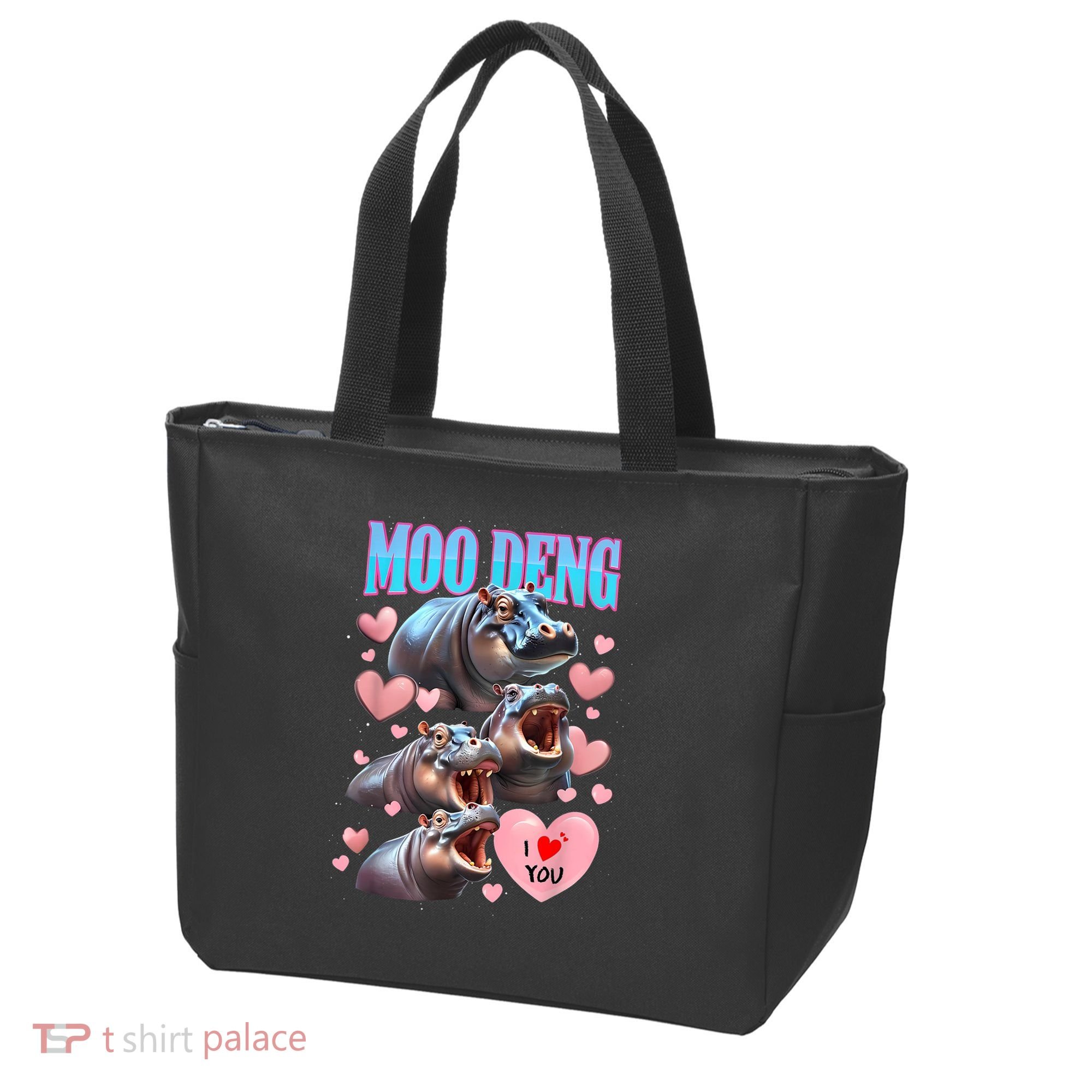 Moo Deng I Love You Pygmy Hippopotamus Tote Bag