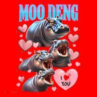 Moo Deng I Love You Pygmy Hippopotamus Santa Hat thumb 1