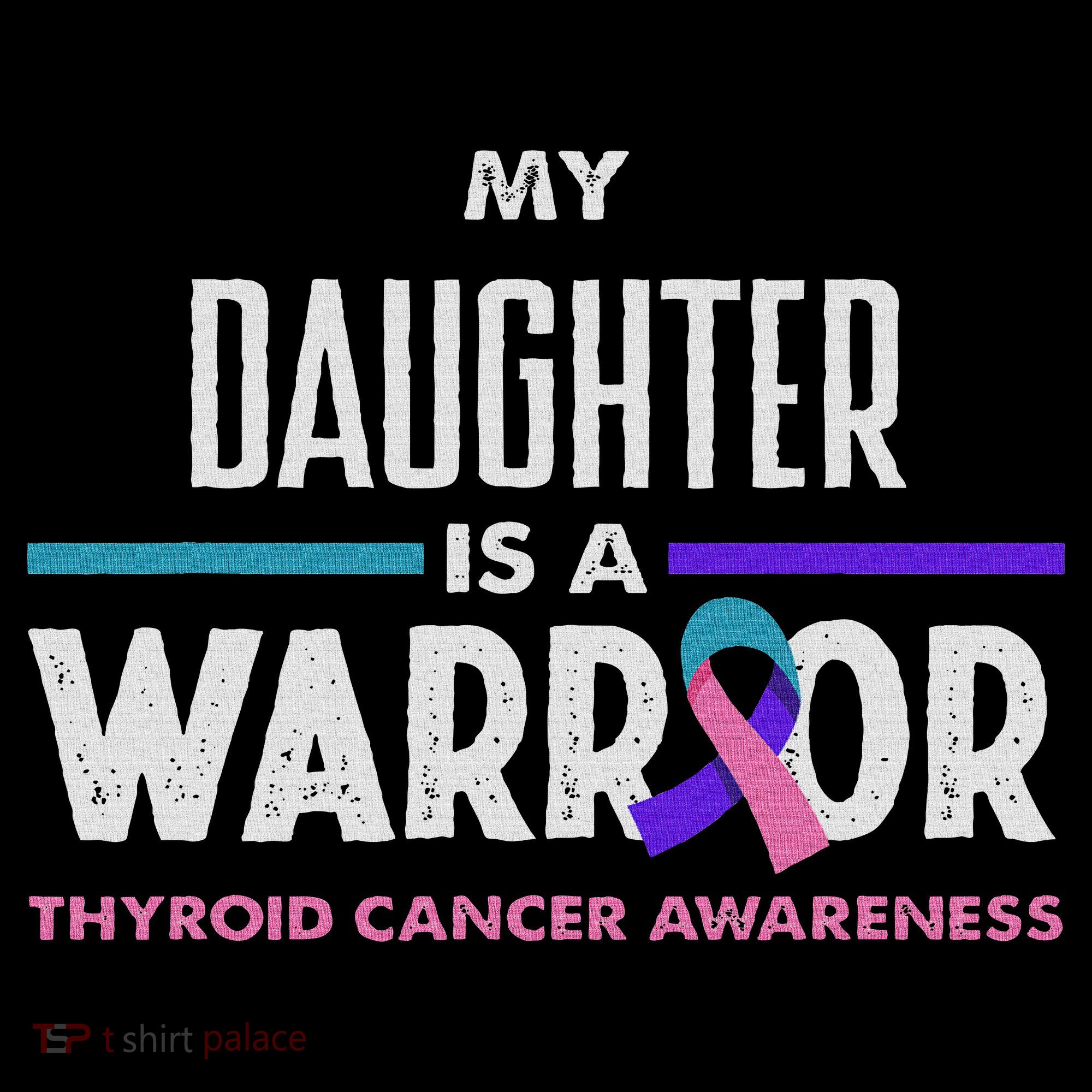 My Daughter Is A Warrior Thyroid Cancer Awareness Stripe Pom Pom Beanie