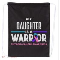 My Daughter Is A Warrior Thyroid Cancer Awareness Drawstring Bag thumb 0