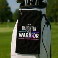 My Daughter Is A Warrior Thyroid Cancer Awareness Golf Towel thumb 2