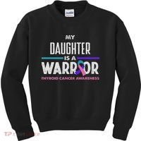 My Daughter Is A Warrior Thyroid Cancer Awareness Kids Sweatshirt thumb 0