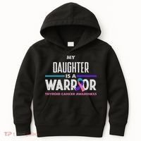 My Daughter Is A Warrior Thyroid Cancer Awareness Kids Hoodie thumb 0