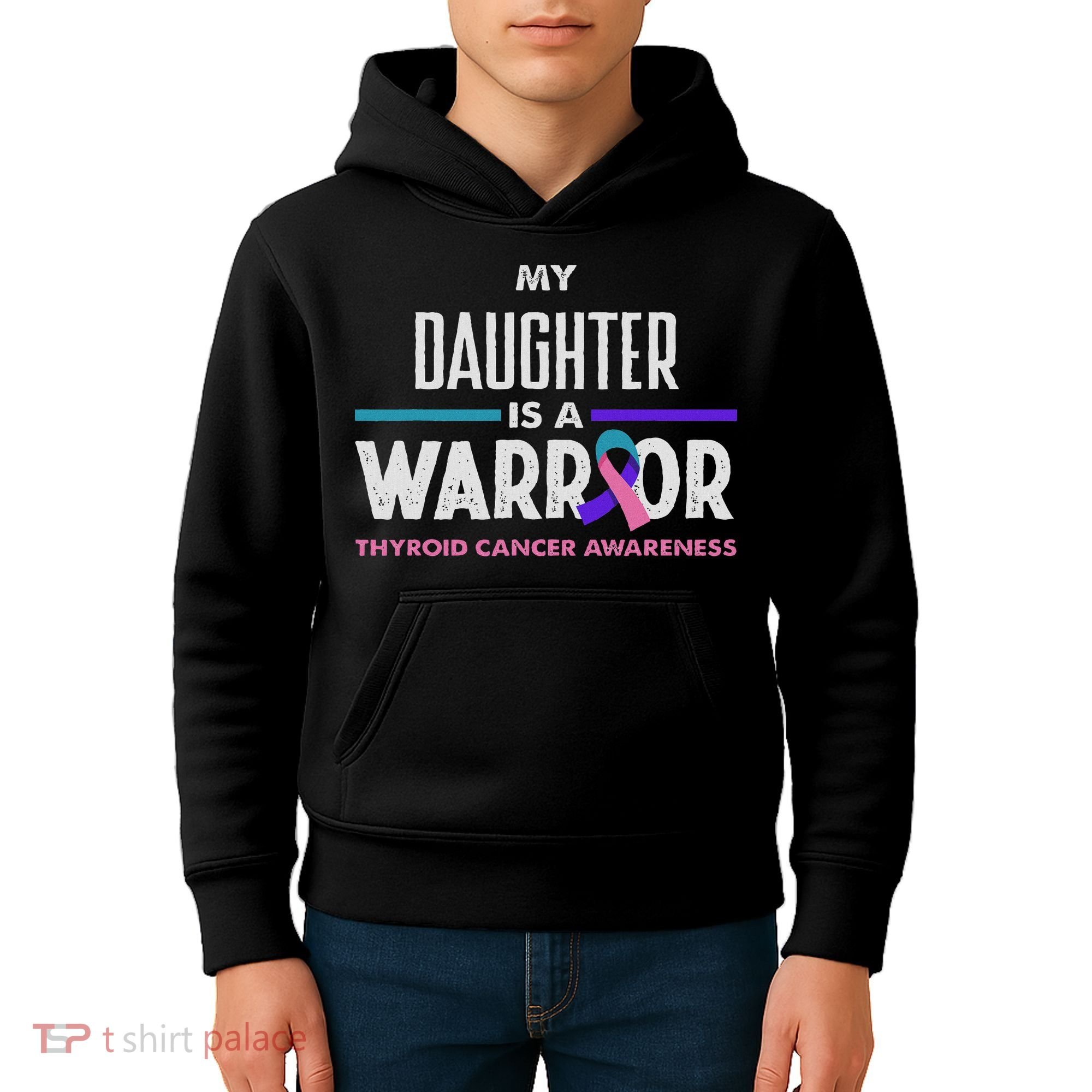 My Daughter Is A Warrior Thyroid Cancer Awareness Kids Hoodie