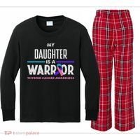My Daughter Is A Warrior Thyroid Cancer Awareness Kids Long Sleeve Plaid Pajama Set thumb 0