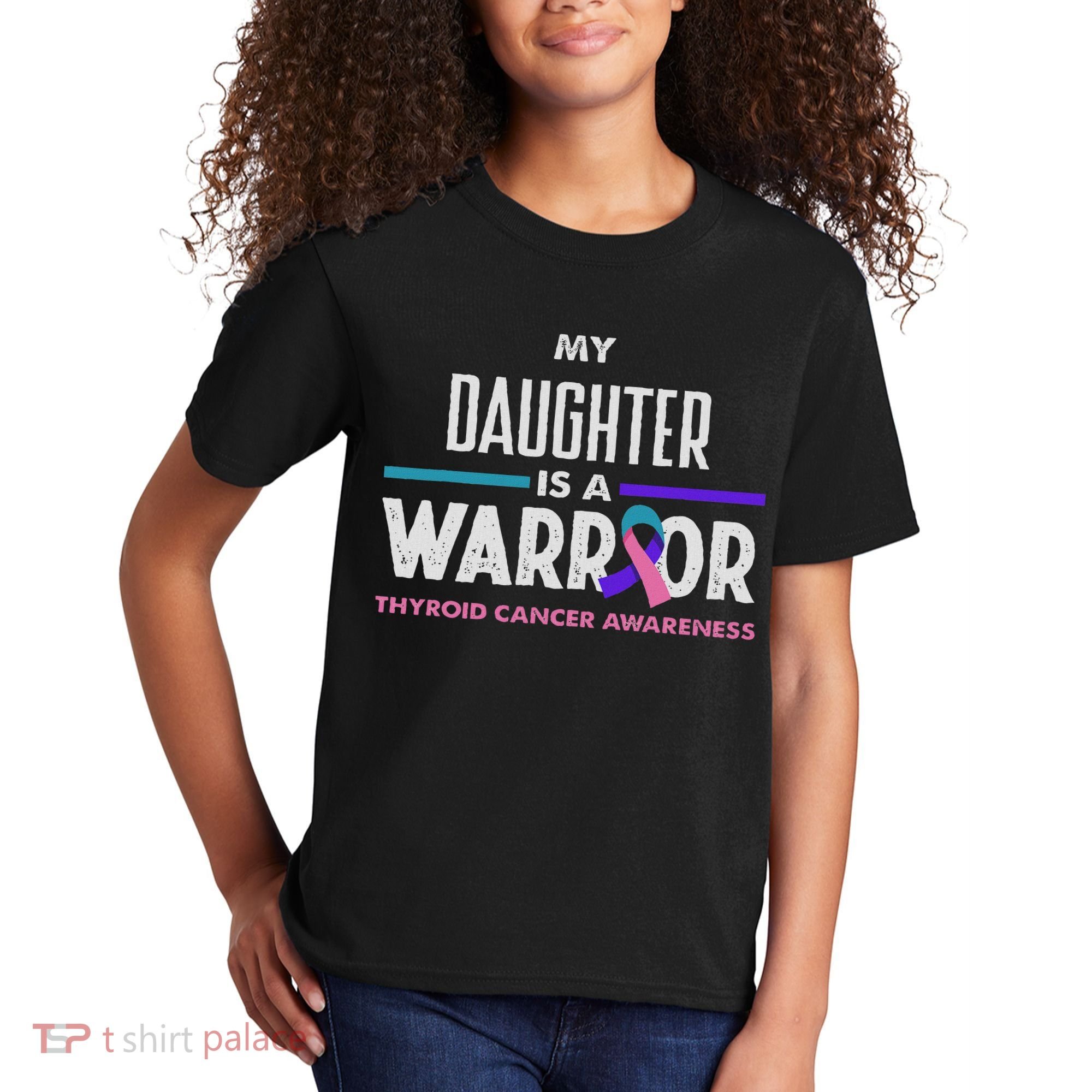 My Daughter Is A Warrior Thyroid Cancer Awareness Kids T-Shirt