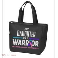 My Daughter Is A Warrior Thyroid Cancer Awareness Tote Bag thumb 3