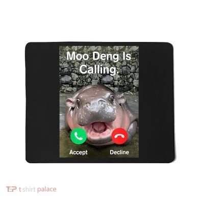 Moo Deng Is Calling Meme Funny Vintage Little Hippo Mousepad