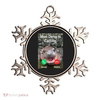 Moo Deng Is Calling Meme Funny Vintage Little Hippo Ornament