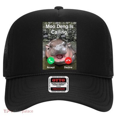 Moo Deng Is Calling Meme Funny Vintage Little Hippo Hat