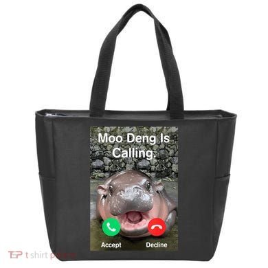 Moo Deng Is Calling Meme Funny Vintage Little Hippo Bag