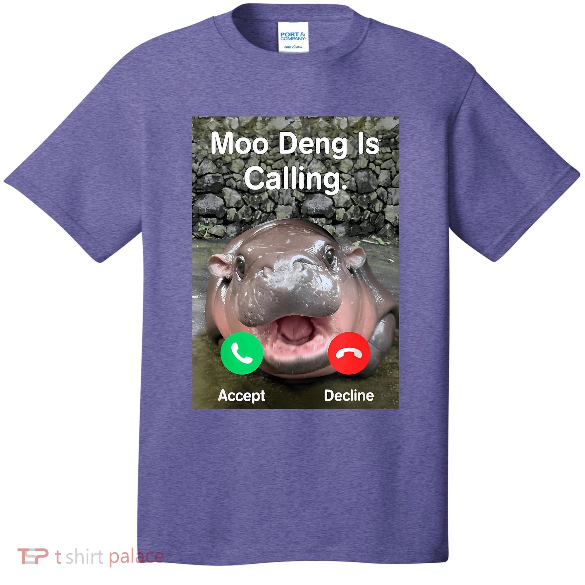 Moo Deng Is Calling Meme Funny Vintage Little Hippo T-Shirt