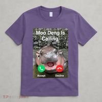 Moo Deng Is Calling Meme Funny Vintage Little Hippo T-Shirt thumb 4