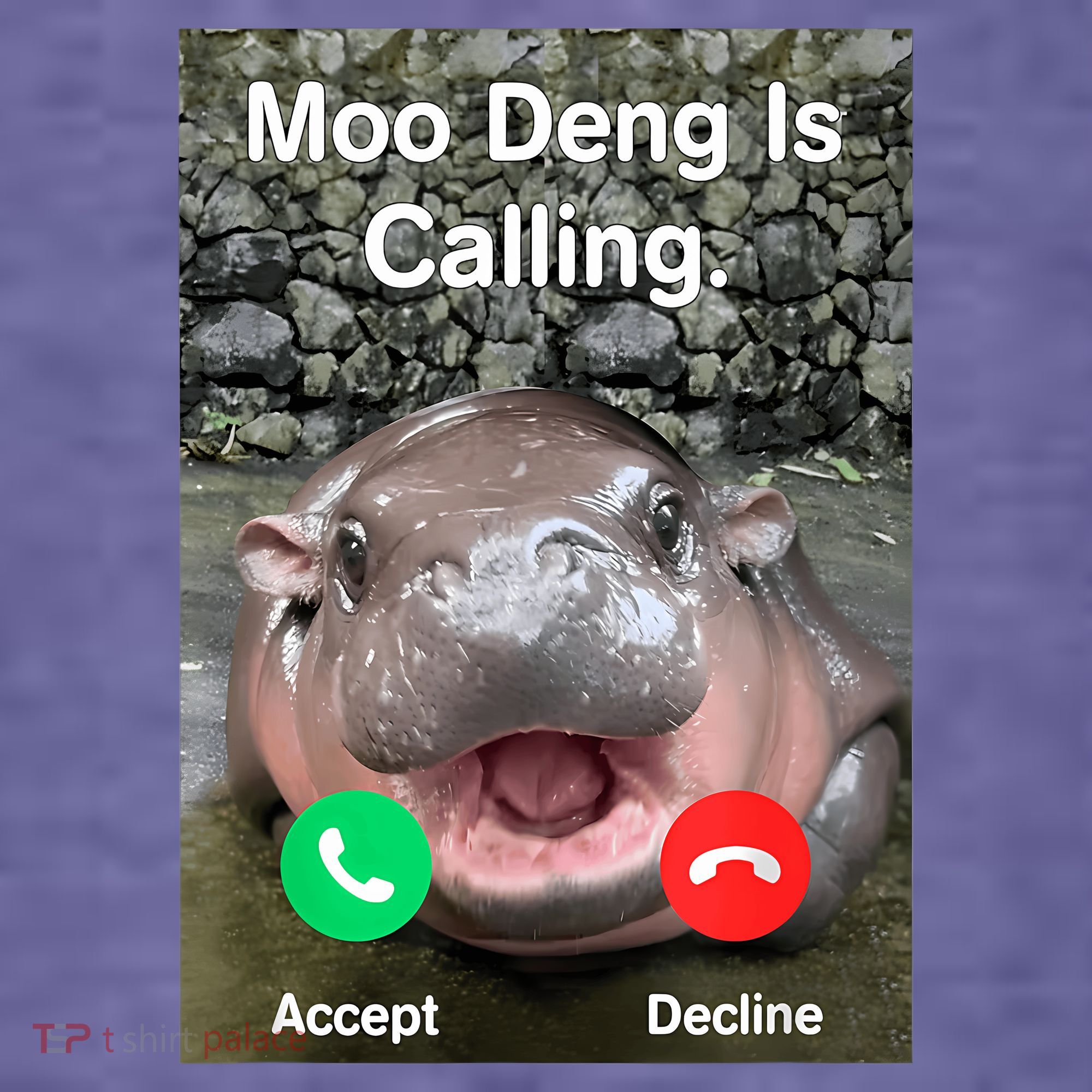 Moo Deng Is Calling Meme Funny Vintage Little Hippo T-Shirt