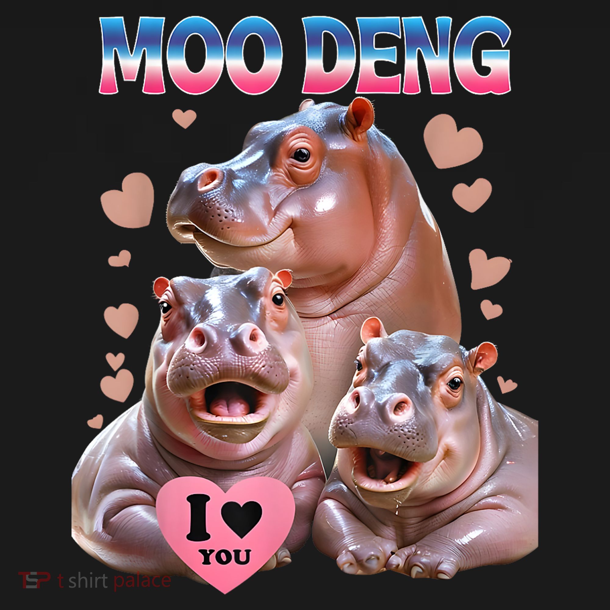 Moo Deng I Love You Hippo Doggie Tank