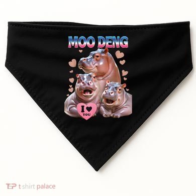 Moo Deng I Love You Hippo USA-Made Doggie Bandana