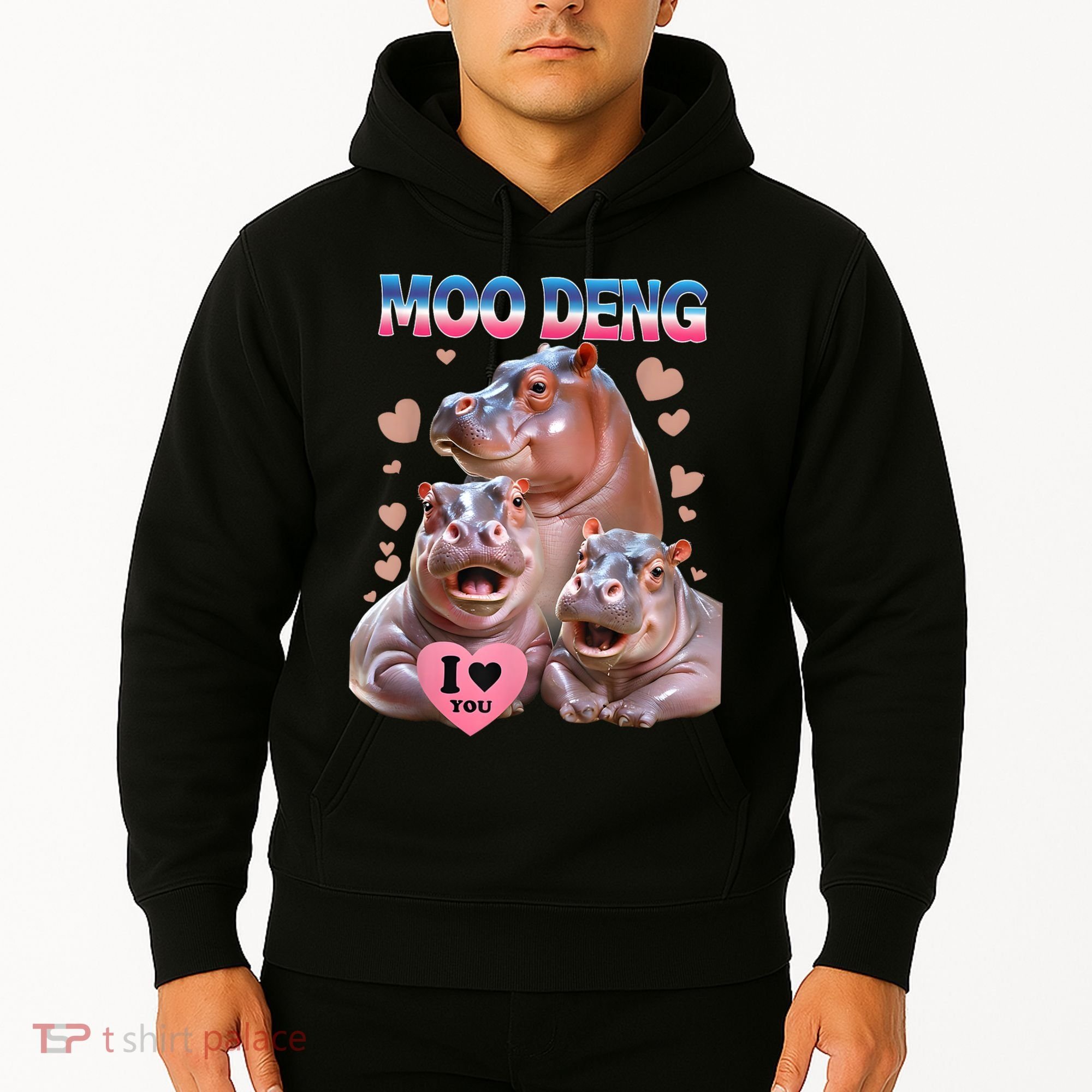 Moo Deng I Love You Hippo Hoodie