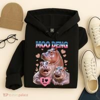 Moo Deng I Love You Hippo Hoodie thumb 4