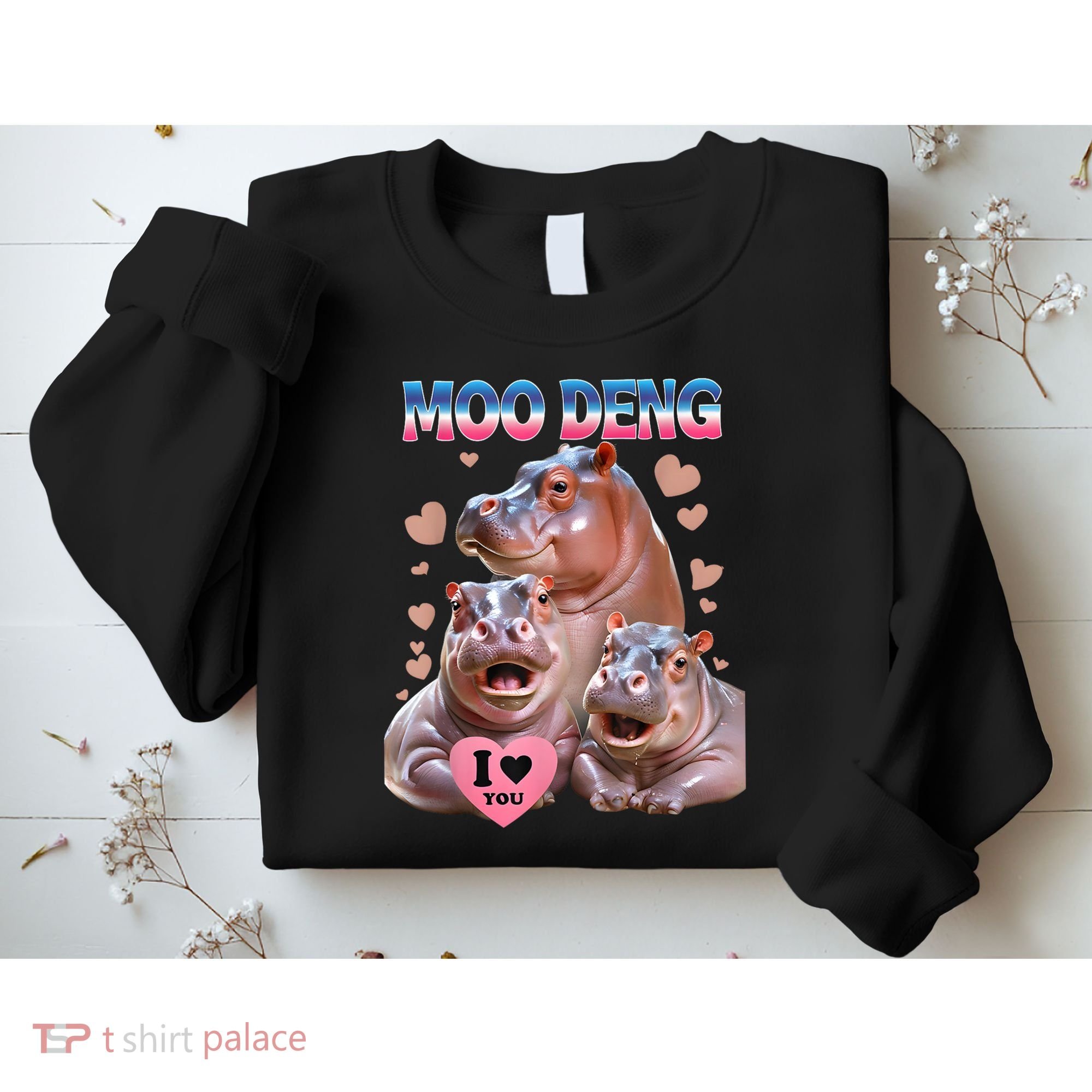 Moo Deng I Love You Hippo Sweatshirt