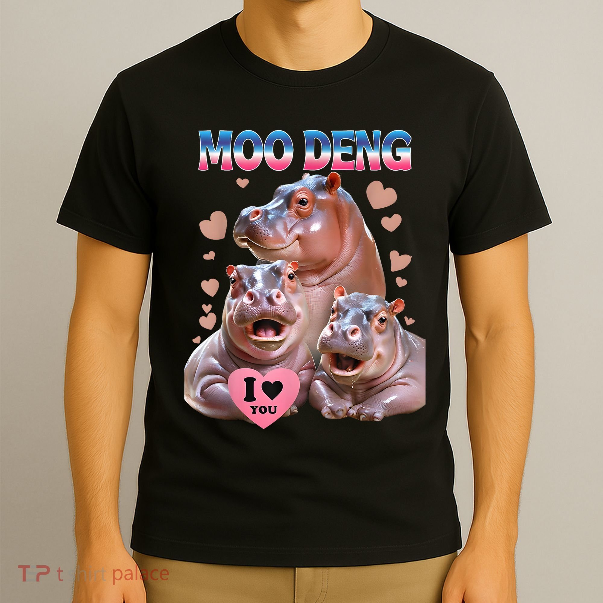Moo Deng I Love You Hippo T-Shirt