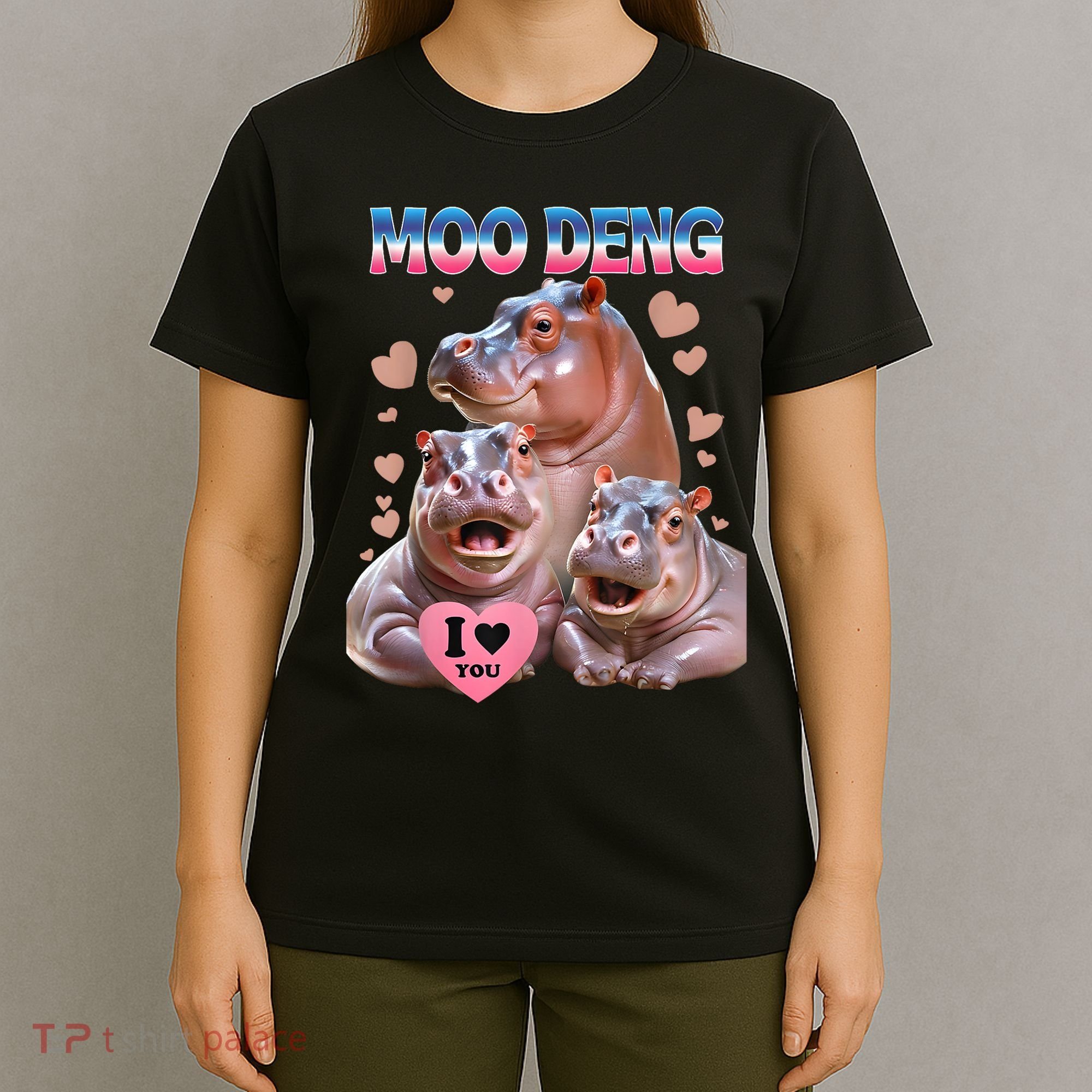 Moo Deng I Love You Hippo T-Shirt