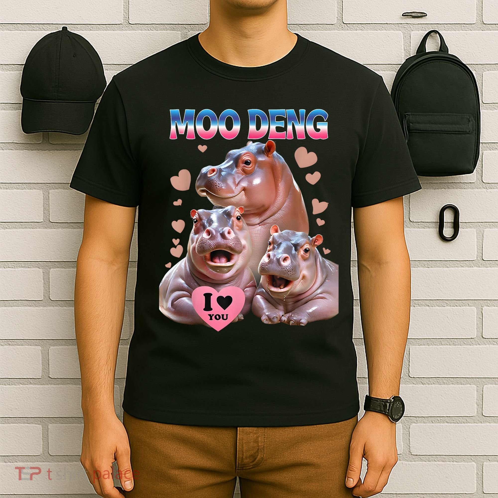 Moo Deng I Love You Hippo T-Shirt