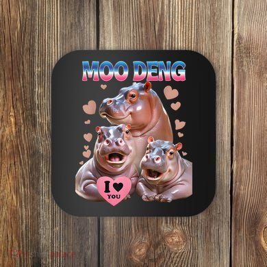 Moo Deng I Love You Hippo Coaster