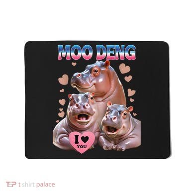 Moo Deng I Love You Hippo Mousepad