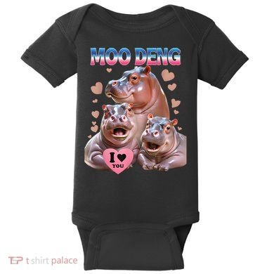 Moo Deng I Love You Hippo Baby Bodysuit