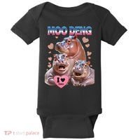 Moo Deng I Love You Hippo Baby Bodysuit thumb 0