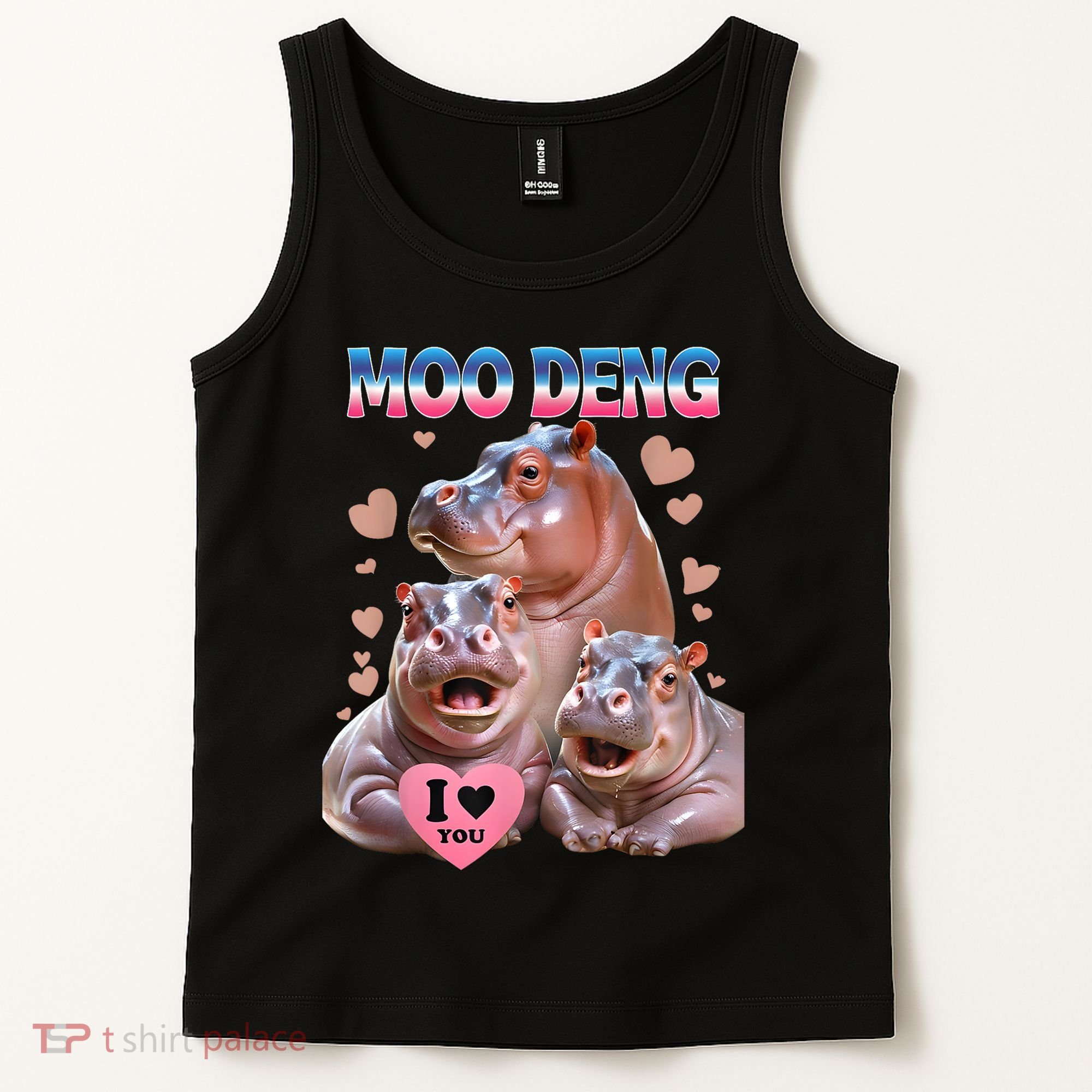 Moo Deng I Love You Hippo Tank Top