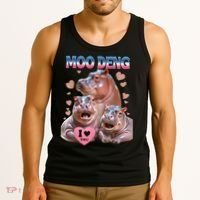 Moo Deng I Love You Hippo Tank Top thumb 3