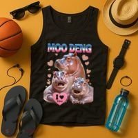 Moo Deng I Love You Hippo Tank Top thumb 4