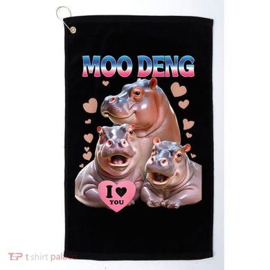 Moo Deng I Love You Hippo Golf Towel