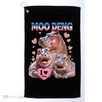 Moo Deng I Love You Hippo Golf Towel thumb 0
