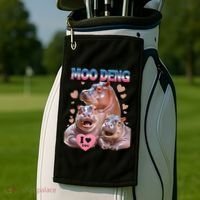 Moo Deng I Love You Hippo Golf Towel thumb 2