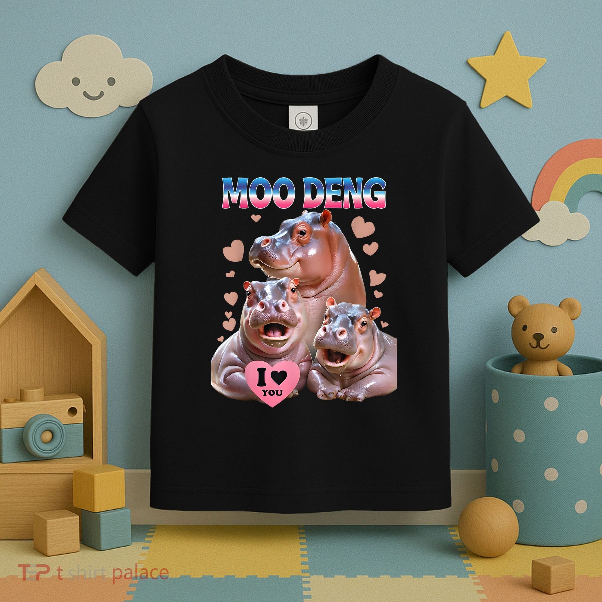 Moo Deng I Love You Hippo Toddler T-Shirt